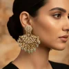 Gold finish Kundan Polki Statement Earrings