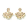 Gold finish Kundan Polki Statement Earrings