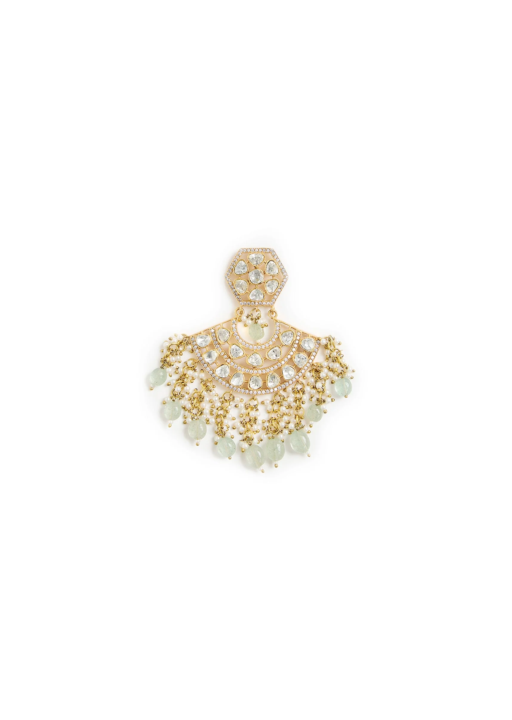 Gold finish Kundan Polki Statement Earrings