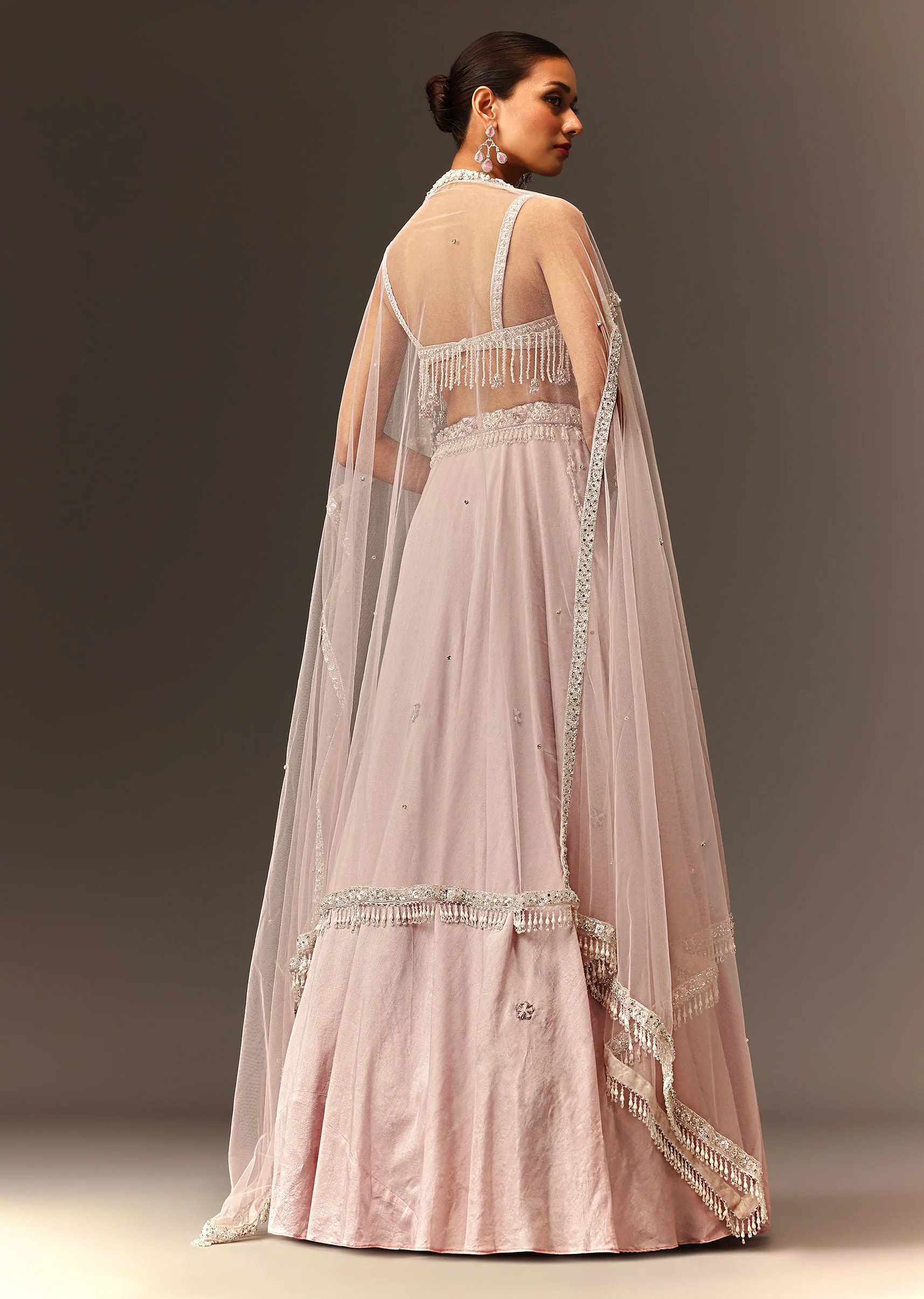 Lilac Lehenga And Stone Embellished Blouse With Dupatta