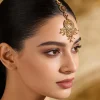 Gold Plated Red Kundan Polki Maathapatti