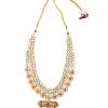 Gold Plated Red Synthetic Stone Necklace Set With Earrings