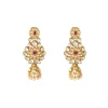 Gold Plated Red Synthetic Stone Necklace Set With Earrings
