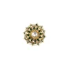 Gold Plated Green And White Round Kundan Polki Ring