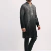 Grey Shaded Sequin Zipper Kurta With Black Pants