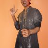 Grey Shaded Sequin Zipper Kurta With Black Pants
