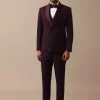 Purple Wine Coloured Tuxedo With Intricate All Over Embroidery
