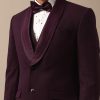 Purple Wine Coloured Tuxedo With Intricate All Over Embroidery