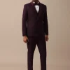 Purple Wine Coloured Tuxedo With Intricate All Over Embroidery