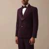 Purple Wine Coloured Tuxedo With Intricate All Over Embroidery