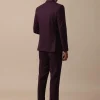 Purple Wine Coloured Tuxedo With Intricate All Over Embroidery