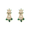 Elegant Kundan And Green Bead Bridal Necklace Set