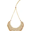 Gold Plated Kundan Polki Necklace With Earrings