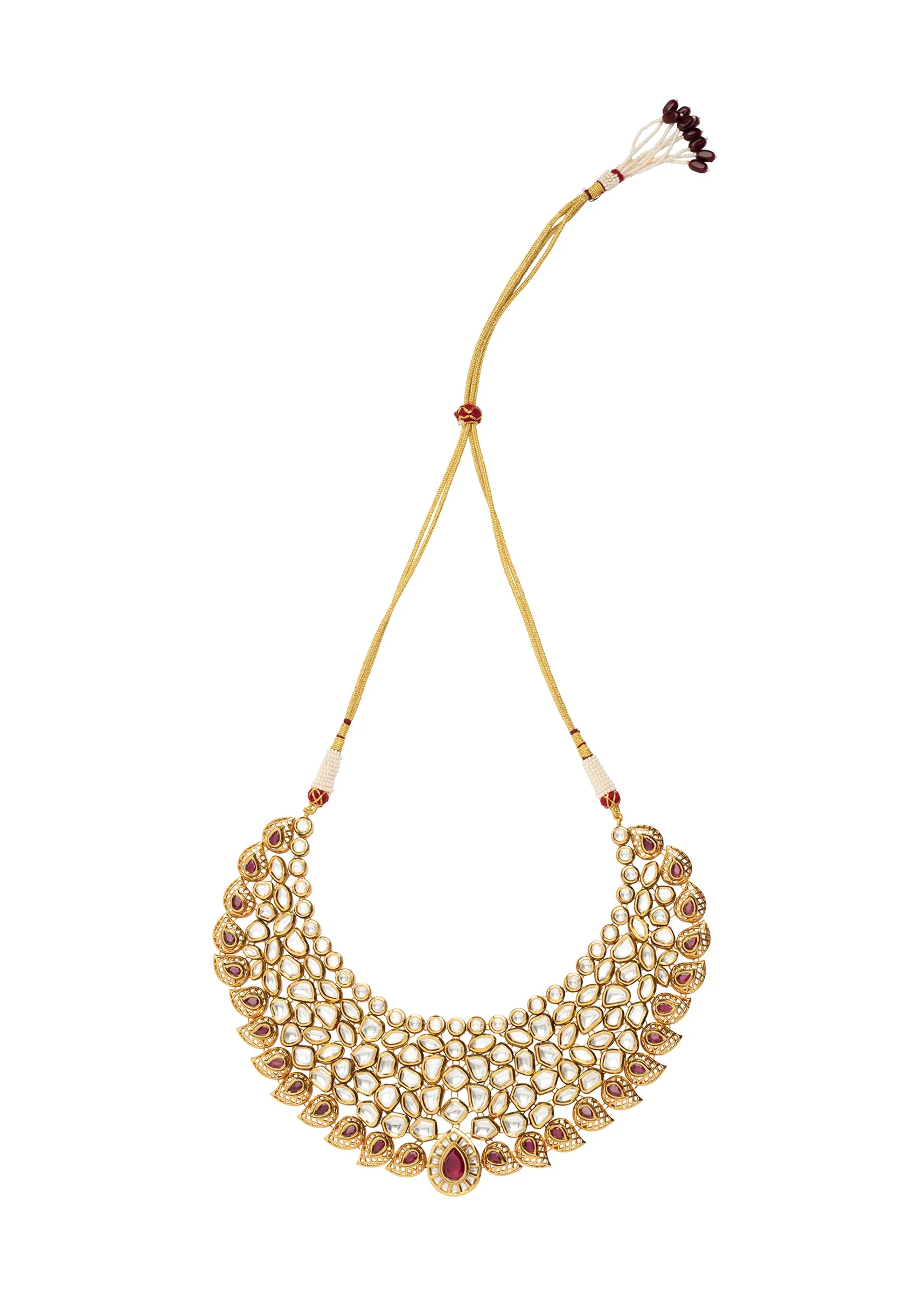 Gold Plated Kundan Polki Necklace With Earrings