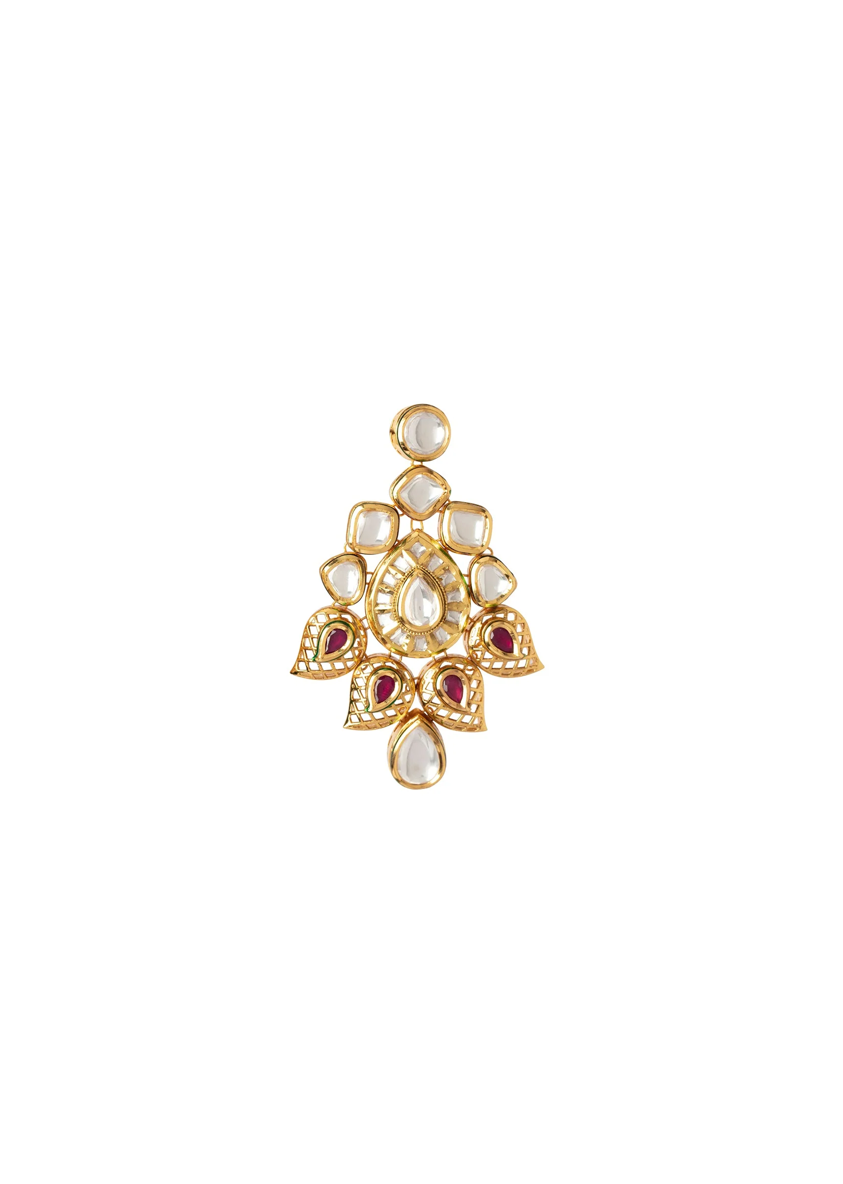 Gold Plated Kundan Polki Necklace With Earrings