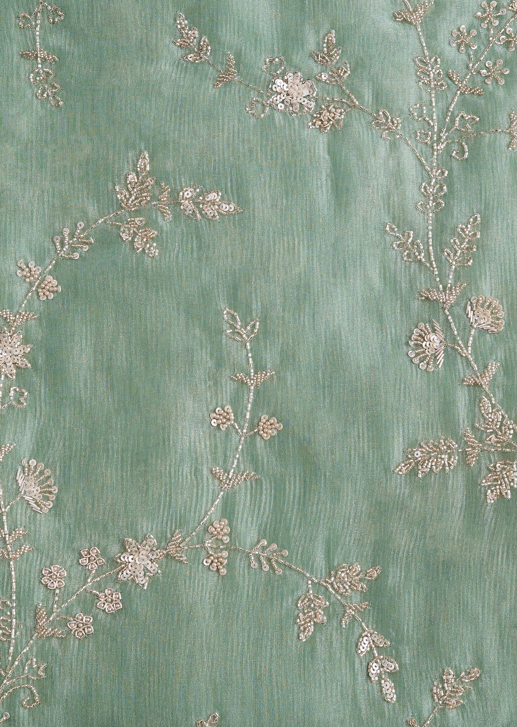 Green Tissue Embroidered Dress Material Suit