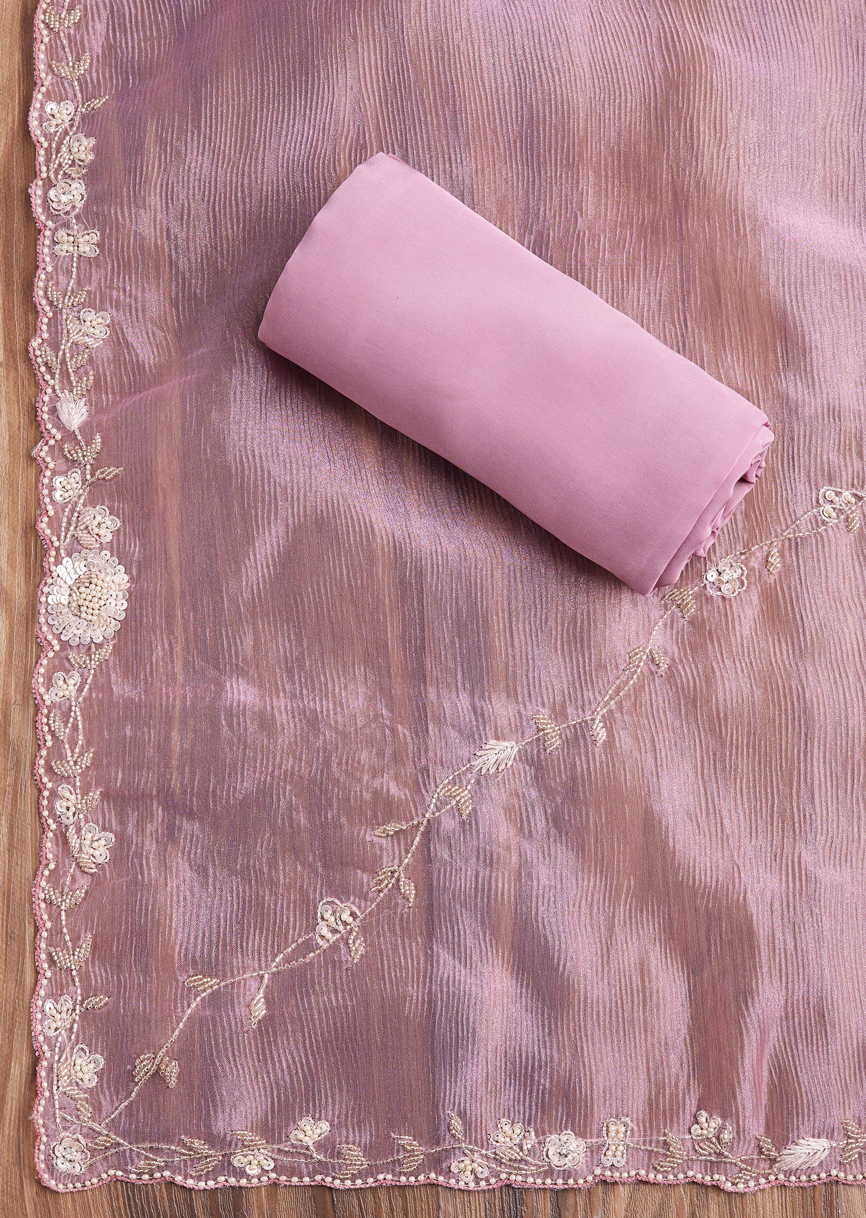 Pink Tissue Dress Material Suit