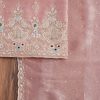 Pink Tissue Embroidered Dress Material Suit