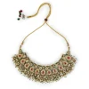 Gold Plated Pink Teardrop Choker Necklace Set With Earrings