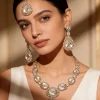 Silver Plated Gold Kundan Short Necklace Set With Earrings