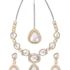 Silver Plated Gold Kundan Short Necklace Set With Earrings
