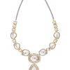 Silver Plated Gold Kundan Short Necklace Set With Earrings