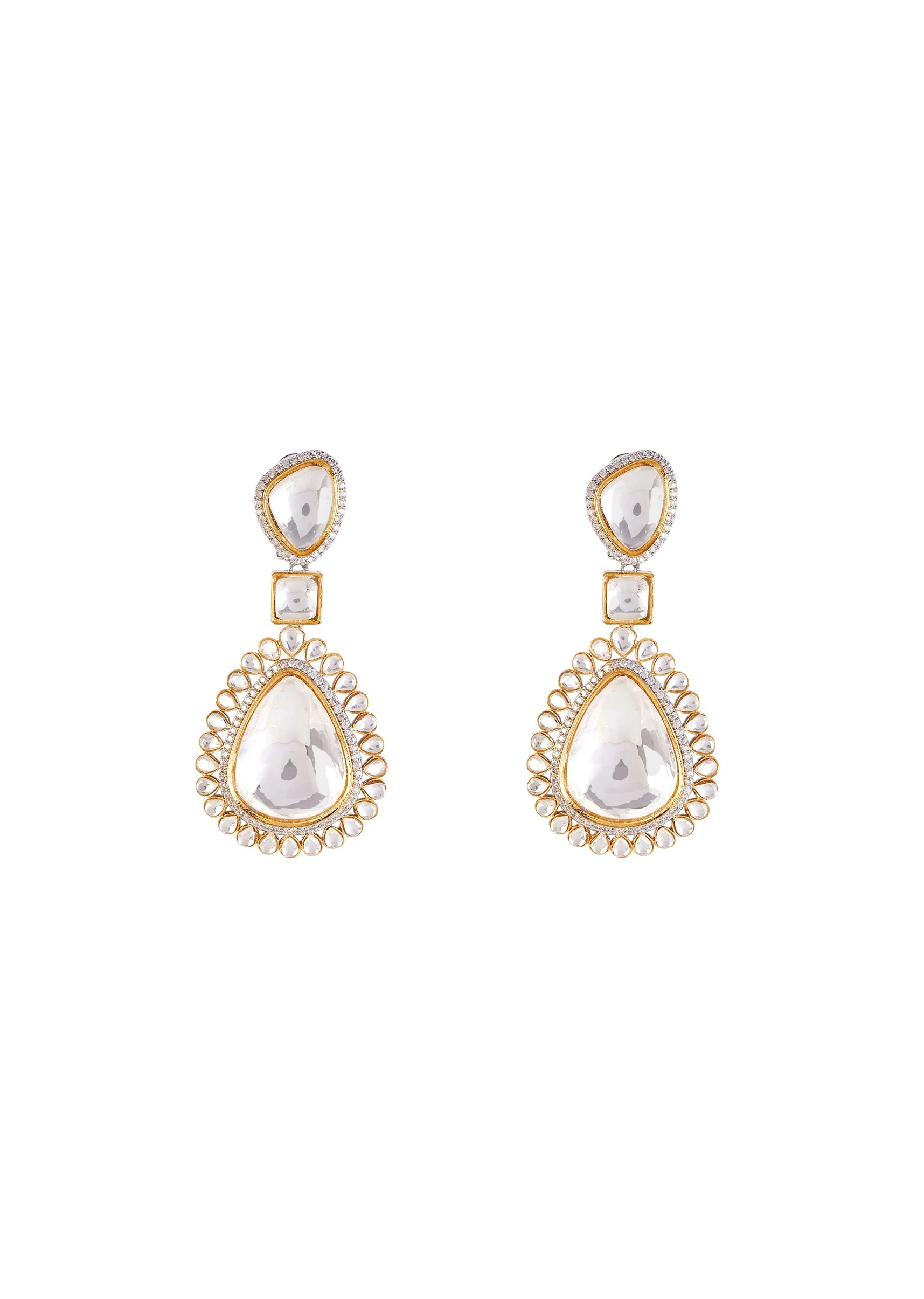 Silver Plated Gold Kundan Short Necklace Set With Earrings