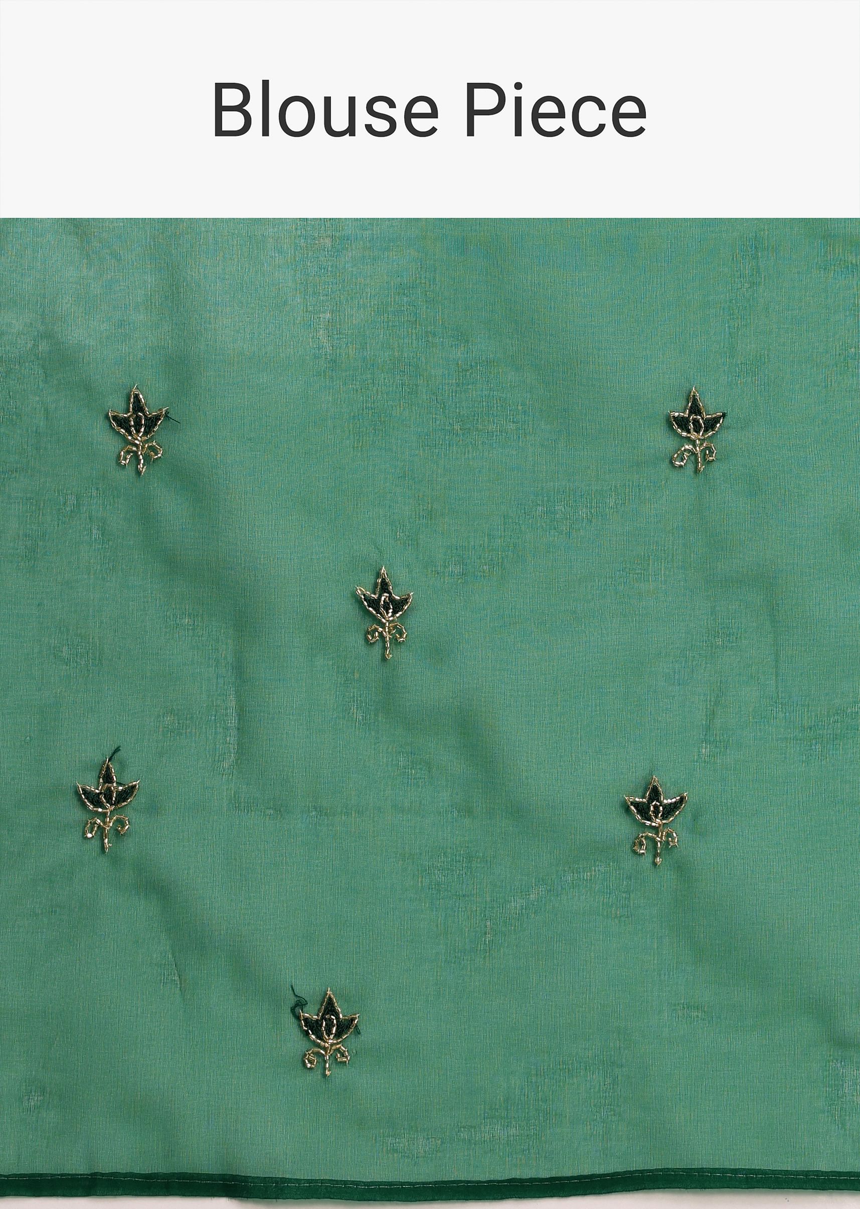 Green Scallop Border Organza Saree With Unstitched Blouse