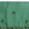 Green Scallop Border Organza Saree With Unstitched Blouse