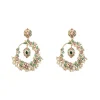 Oversized Chandbali Earrings With Multicolor Stones and Pearl Drops