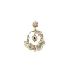 Oversized Chandbali Earrings With Multicolor Stones and Pearl Drops