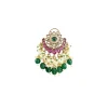Gold Plated Green And White Stone Long Necklace Set