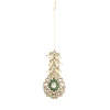 Gold Plated Green And White Stone Long Necklace Set