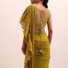 Mustard Yellow Georgette Frill Saree With Embellished Blouse