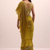 Mustard Yellow Georgette Frill Saree With Embellished Blouse