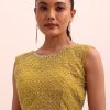 Mustard Yellow Georgette Frill Saree With Embellished Blouse