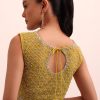 Mustard Yellow Georgette Frill Saree With Embellished Blouse