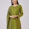 Green Silk Palazzo Set With Zari And Sequins Work