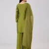 Green Silk Palazzo Set With Zari And Sequins Work