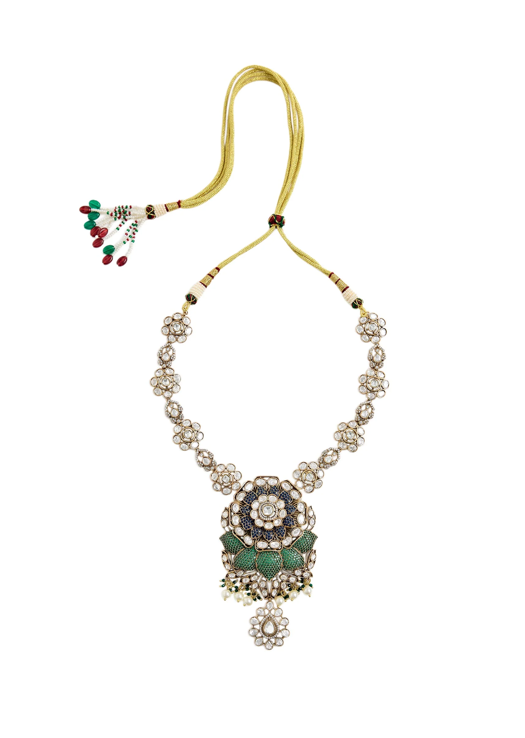 Kundan And Emerald Statement Necklace Set