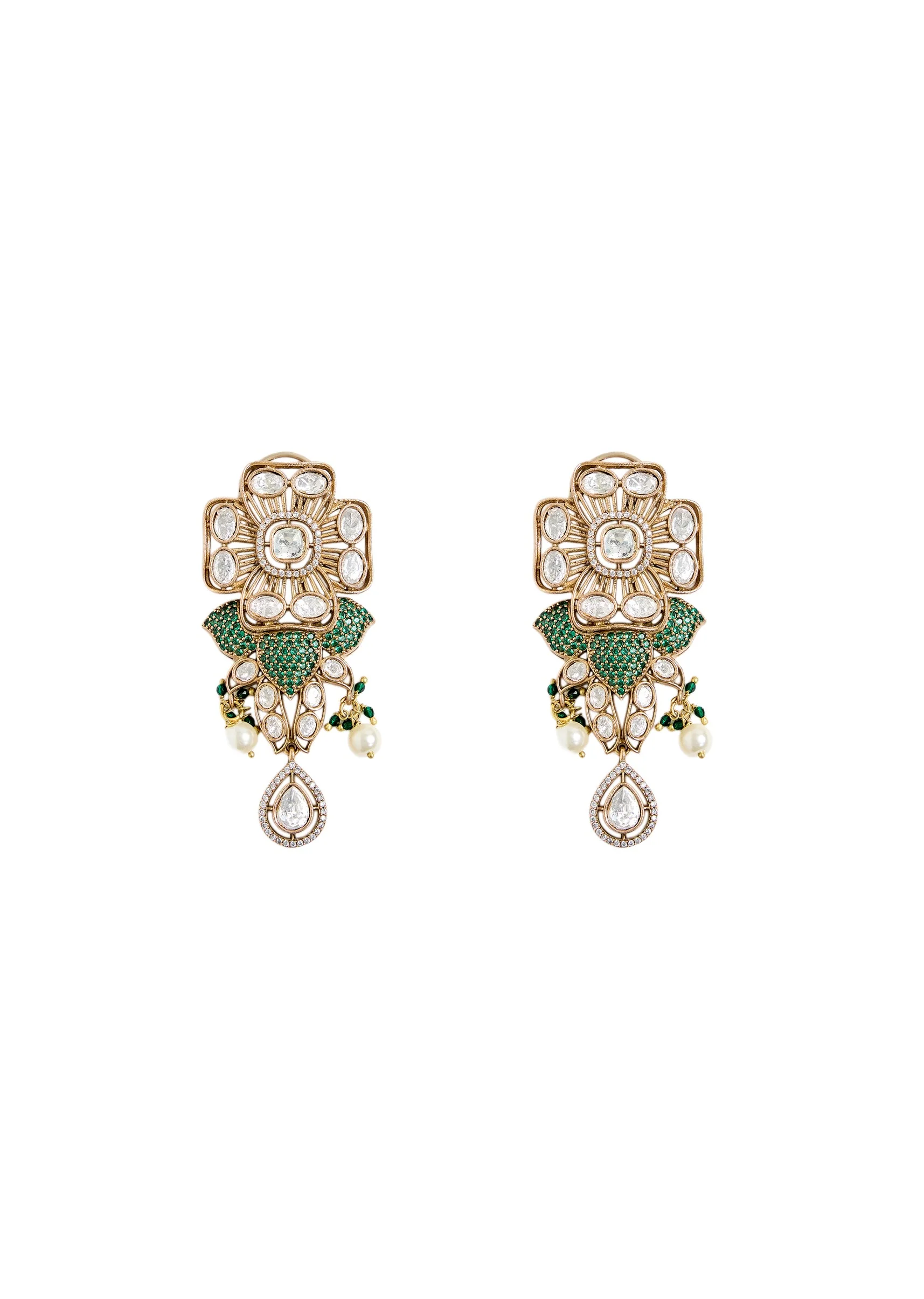 Kundan And Emerald Statement Necklace Set