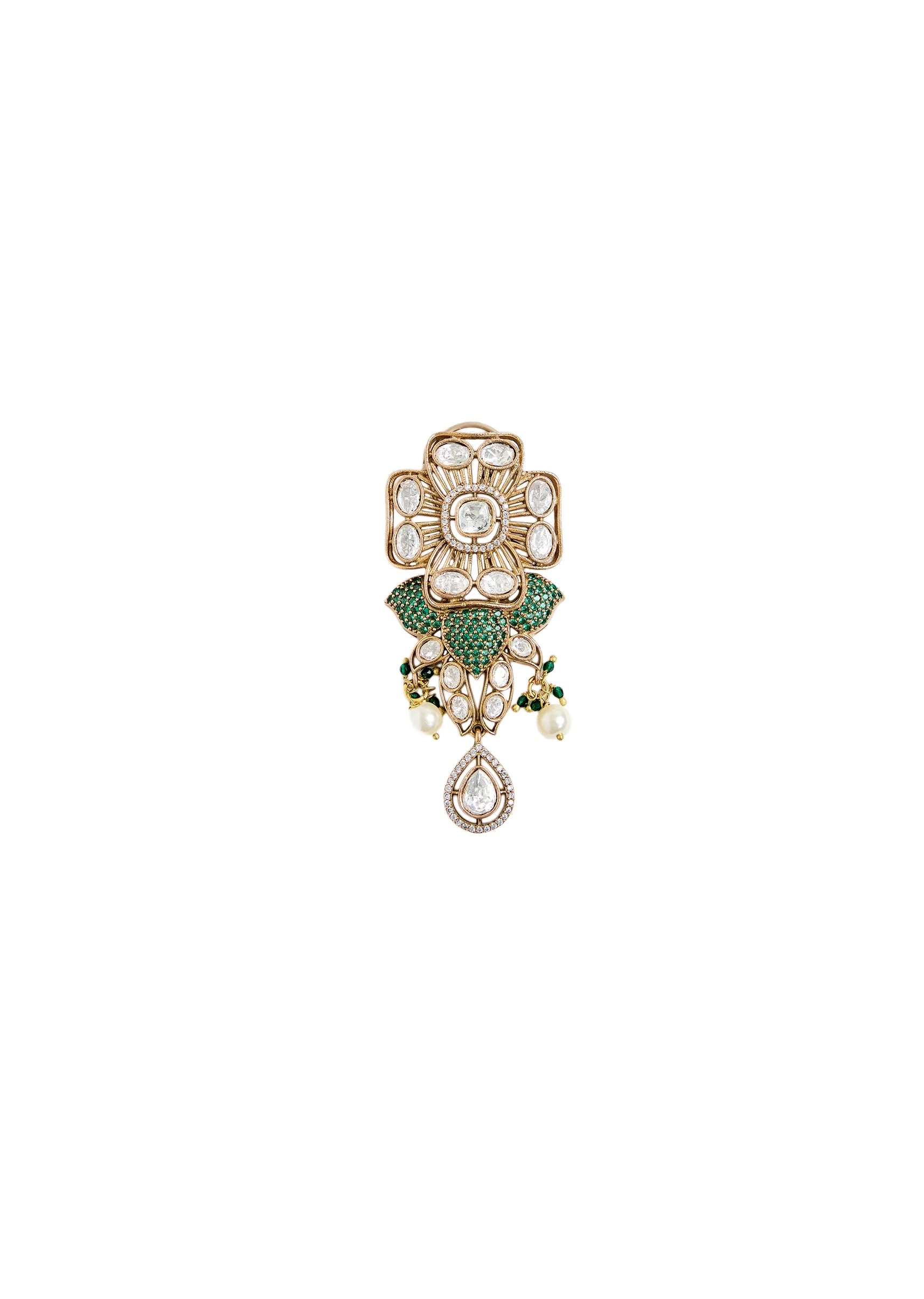 Kundan And Emerald Statement Necklace Set