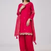 Pink Silk Palazzo Set With Zari And Sequins Work