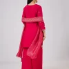 Pink Silk Palazzo Set With Zari And Sequins Work