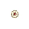 Gold Tone Oversized Ring With Red Stone and Kundan Detailing