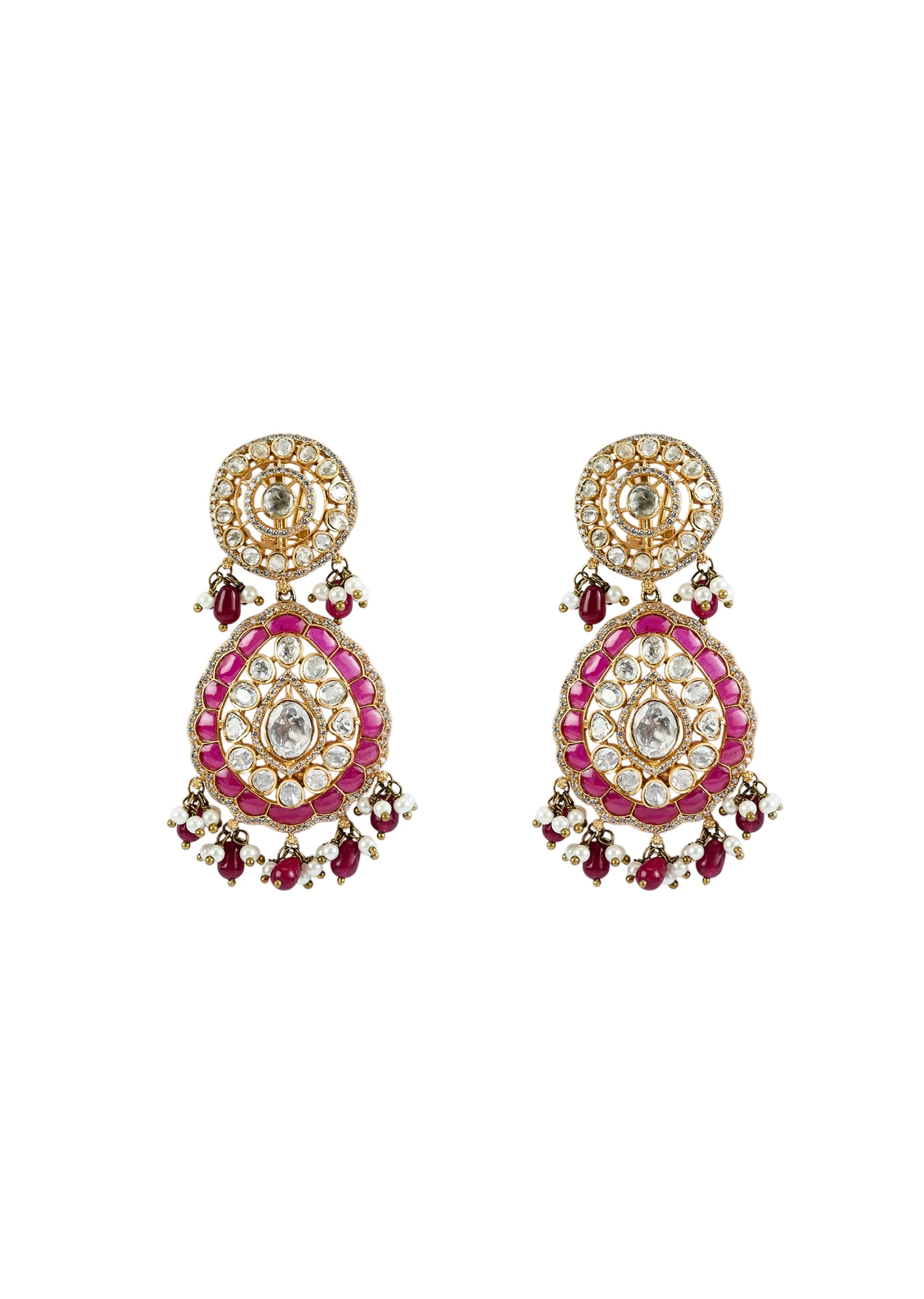 Gold Plated Kundan Polki Choker Necklace Set With Earrings And Maangtikka