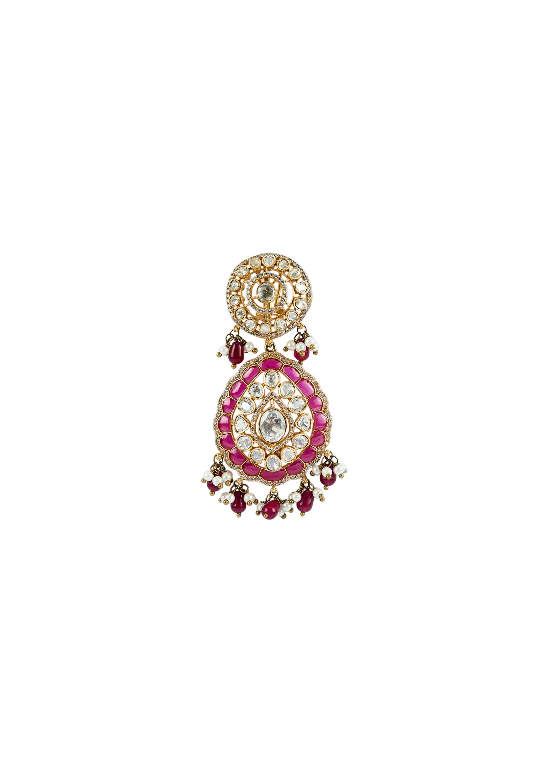 Gold Plated Kundan Polki Choker Necklace Set With Earrings And Maangtikka