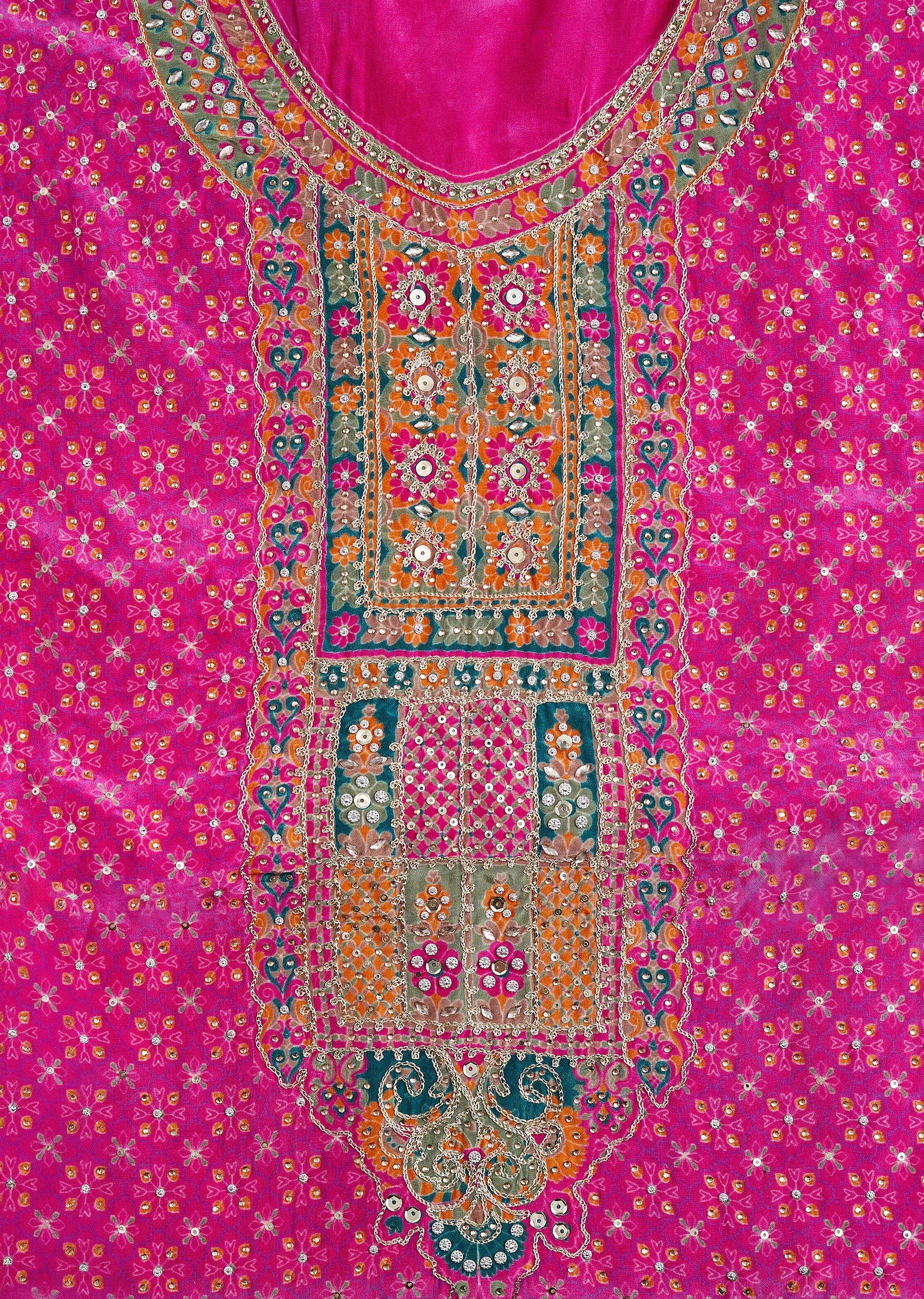 Pink Printed Crepe Dress Material Suit