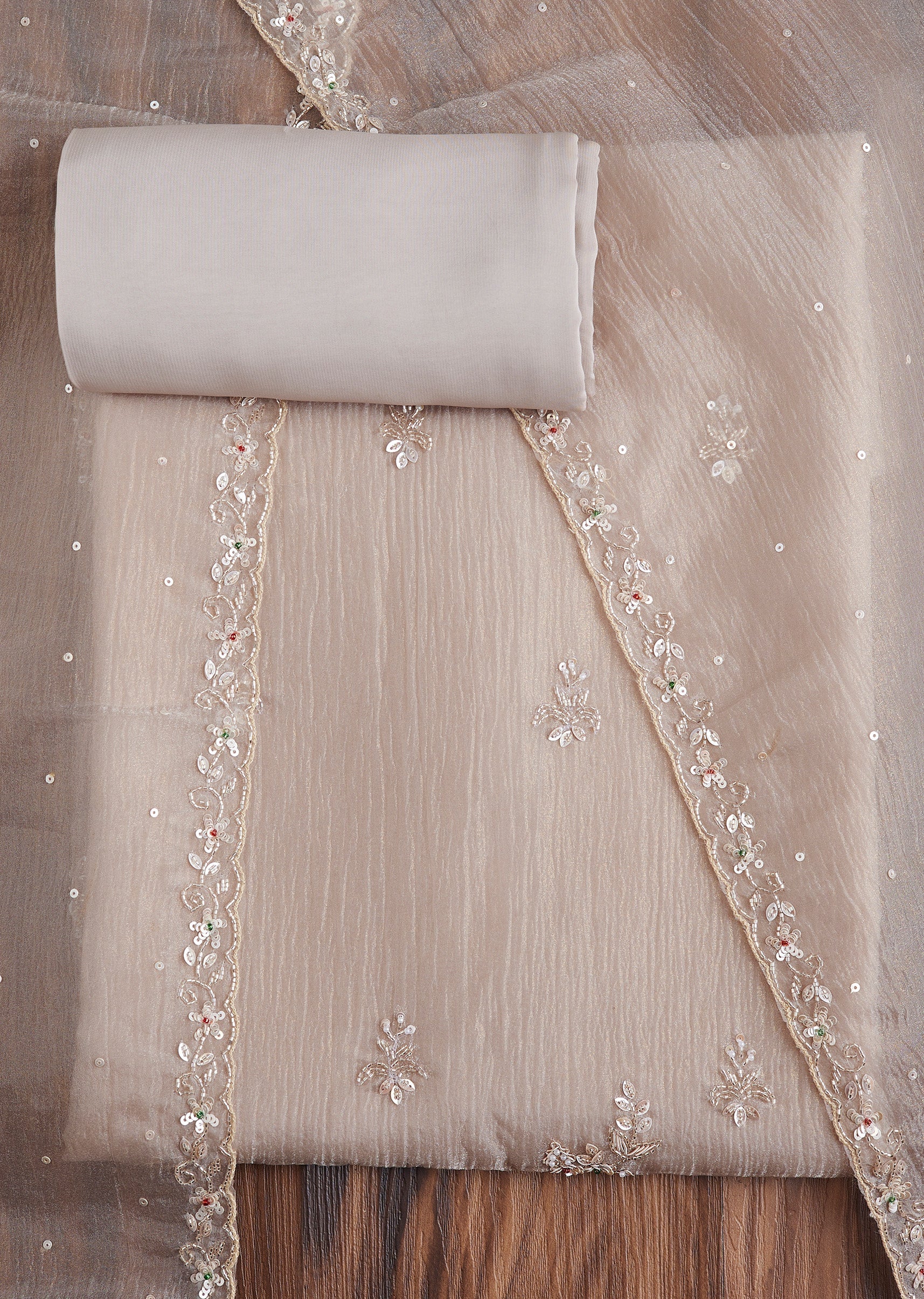 5993-beige-tissue-embroidered-dress-material-suit-1.jpg Beige Tissue Embroidered Dress Material Suit