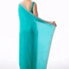 Turquoise Blue Chinon Saree With Stone And Cutdana Embroidered Border